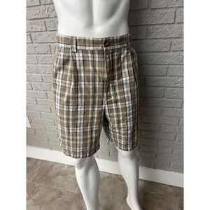 Oak Hill Men Beige Plaid Short Size 46